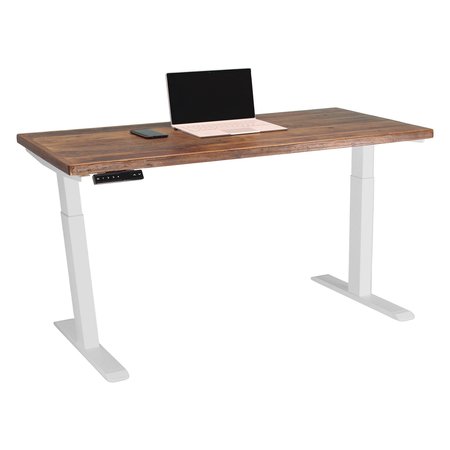 WE'RE IT Lift it, 60"x30" Electric Sit Stand Desk, 4 Memory/1 USB LED Control, Reclaimed Wood Top, White Base VL22WH6030-RW